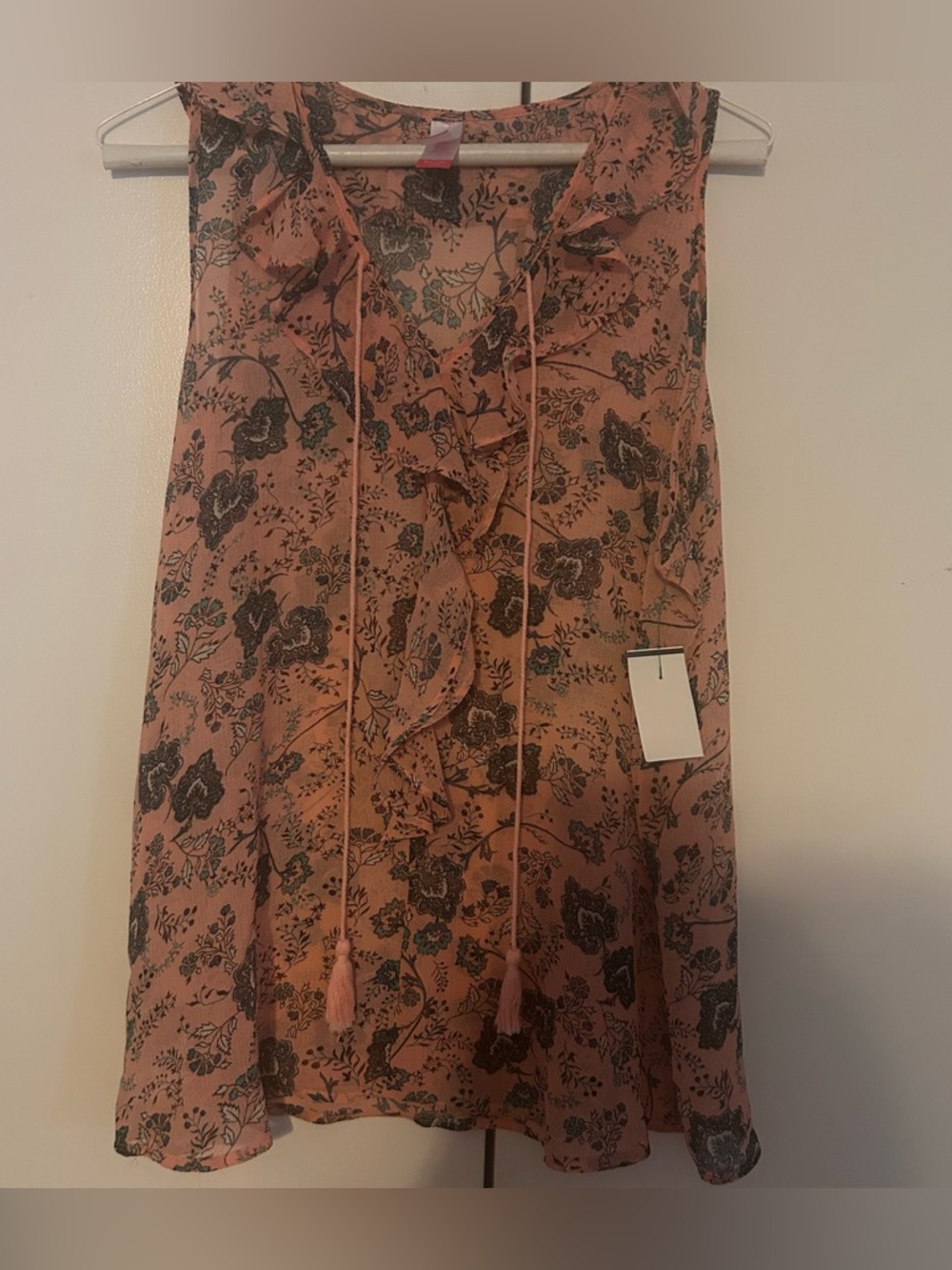 No Boundaries Pink Floral Ruffle A-Line Blouse